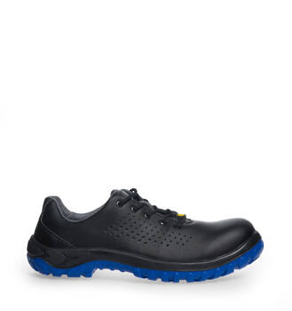 Safety Shoes BASIC 383 Protektor Black Blue Sole S1P ESD Velor Grain Microfiber