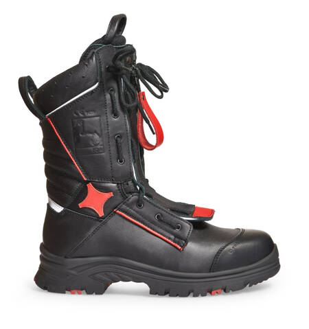 Feuerwehr Stiefel Membrane FALCON 832 Protektor Schwarz-Rot F2A